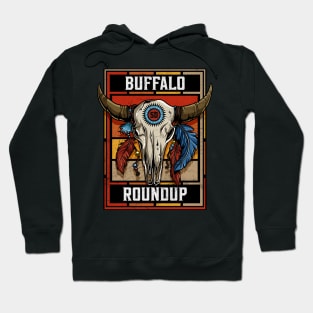 Buffalo Roundup Custer South Dakota Native American Bison Skull Hoodie